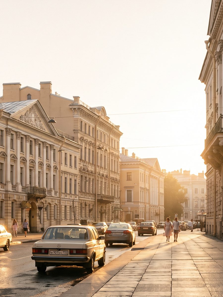Улица исторического центра на закате